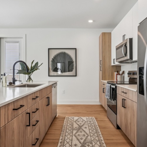 Well-lit kitchen with ample counter space